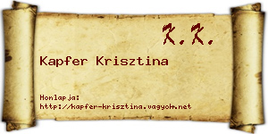 Kapfer Krisztina névjegykártya